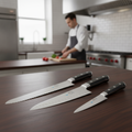 Stainless Steel Knife Set with Wood Handles for Culinary Precision