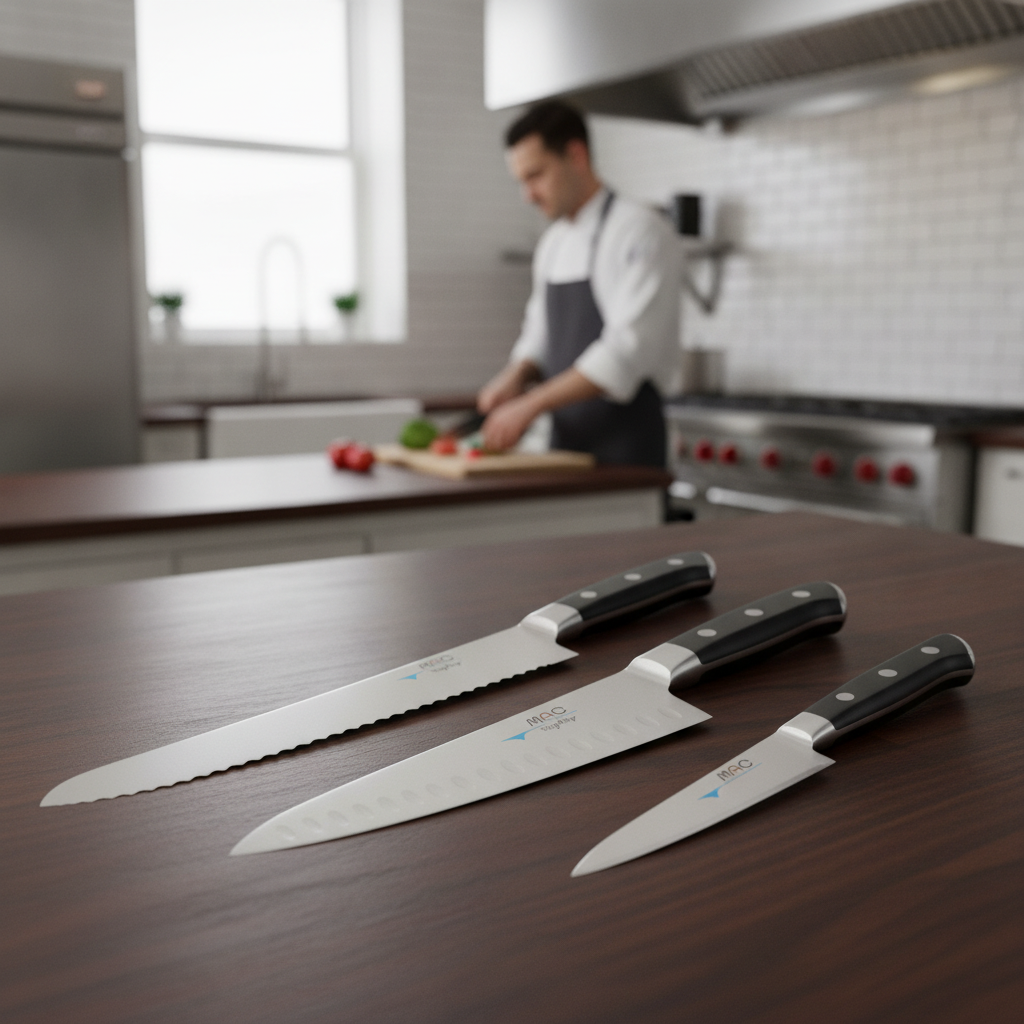Stainless Steel Knife Set with Wood Handles for Culinary Precision