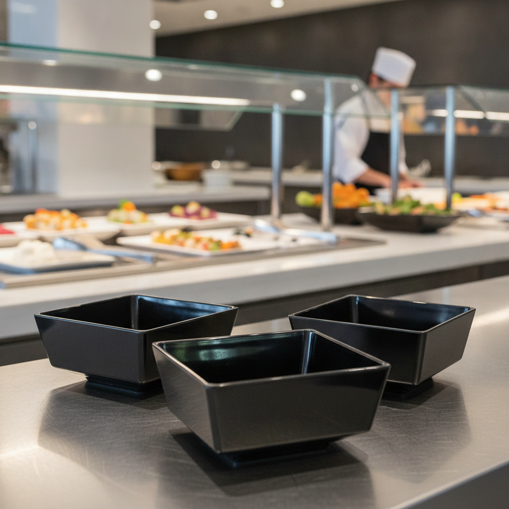 Black Melamine Bowl 1.5L for Buffet Displays