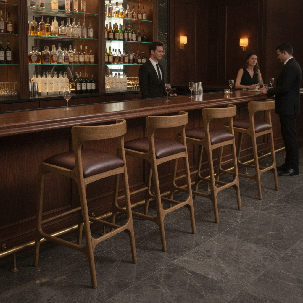 Rubber Wood Bar Chair in Brown 1055x460mm for Elegant Venues (Pack of 6)