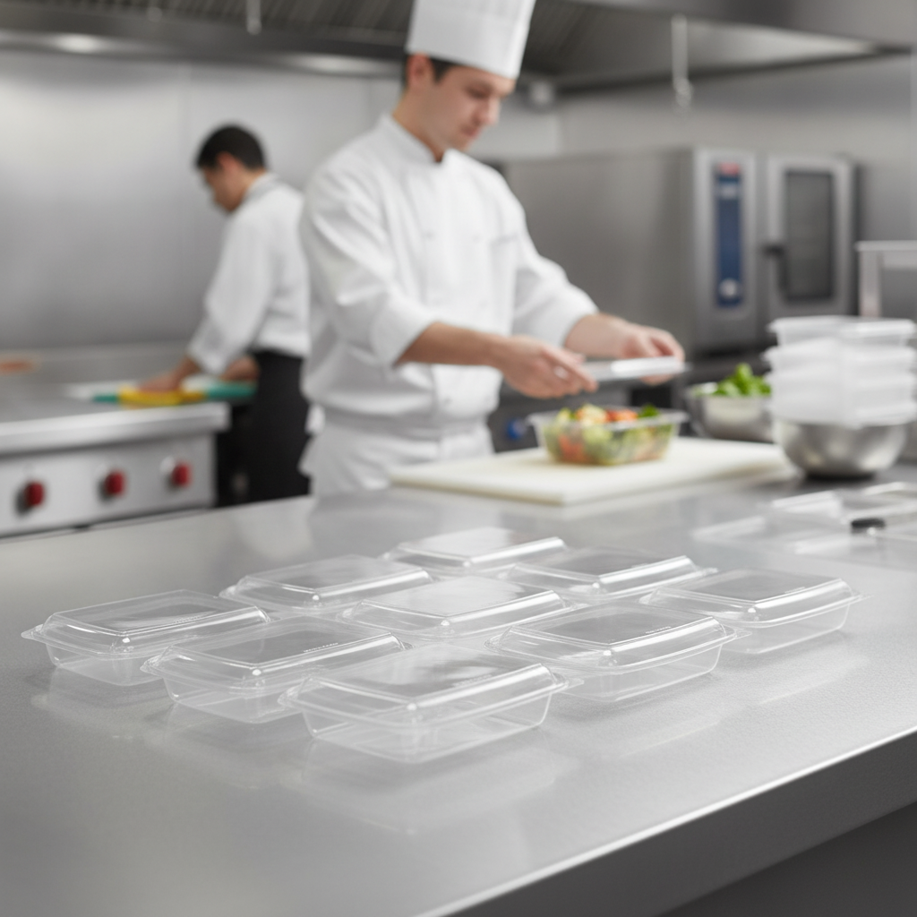 Polypropylene Medium Rectangular Food Container Lids 900ml for Takeaway Services (Pack of 300)