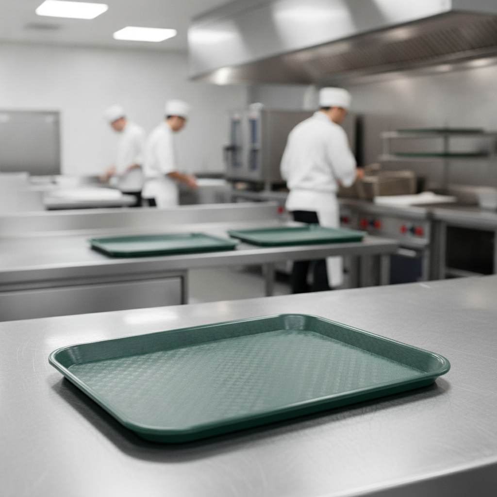 Polypropylene Rectangular Tray Green for Fast Food Service