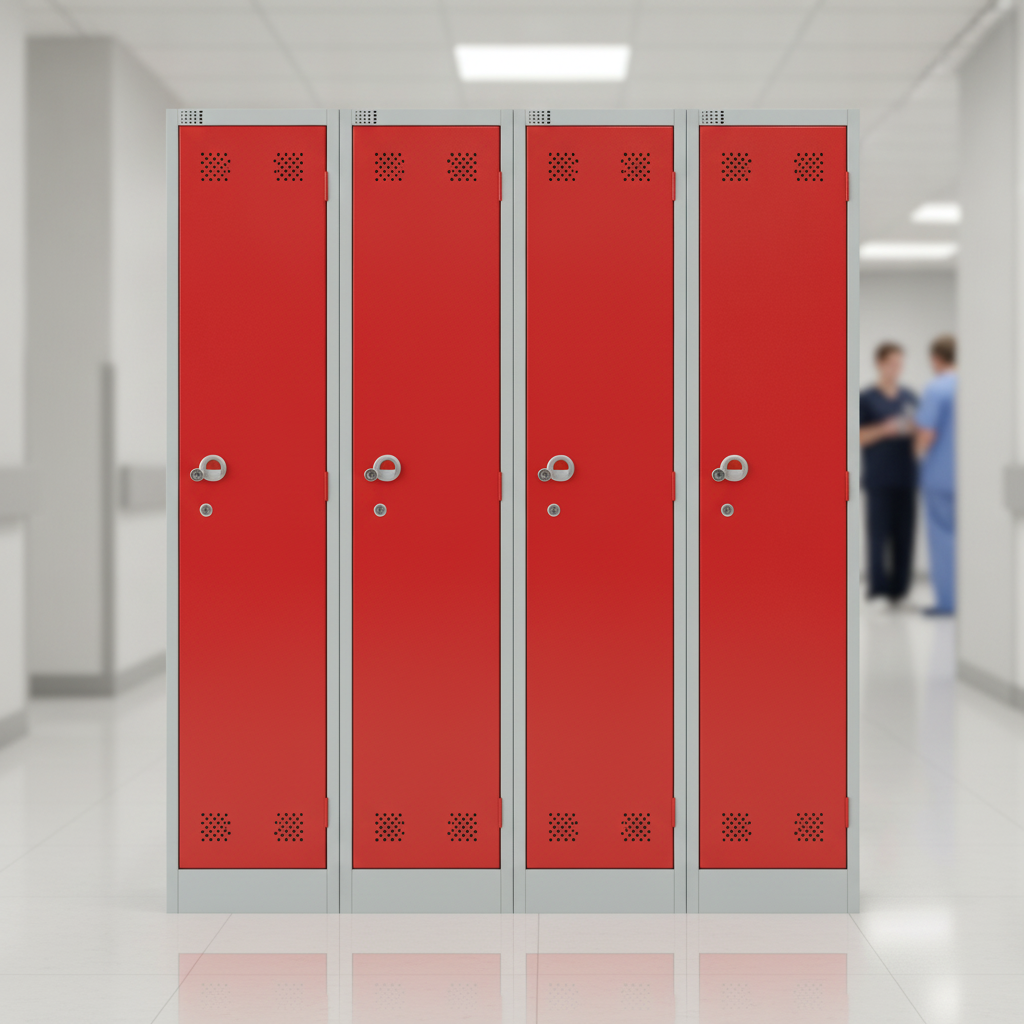Red Powder Coated Steel Lockers for Health & Education