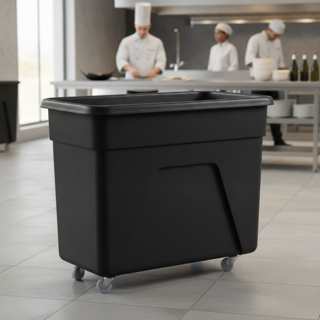 Black Polyethylene Medium Trolley 160L for Hospitality Use