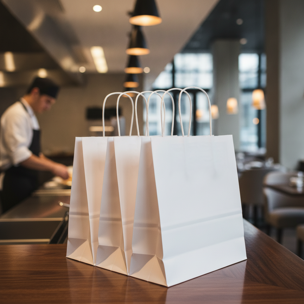 White Paper Carrier Bags Medium for Easy Transport (Pack of 250)