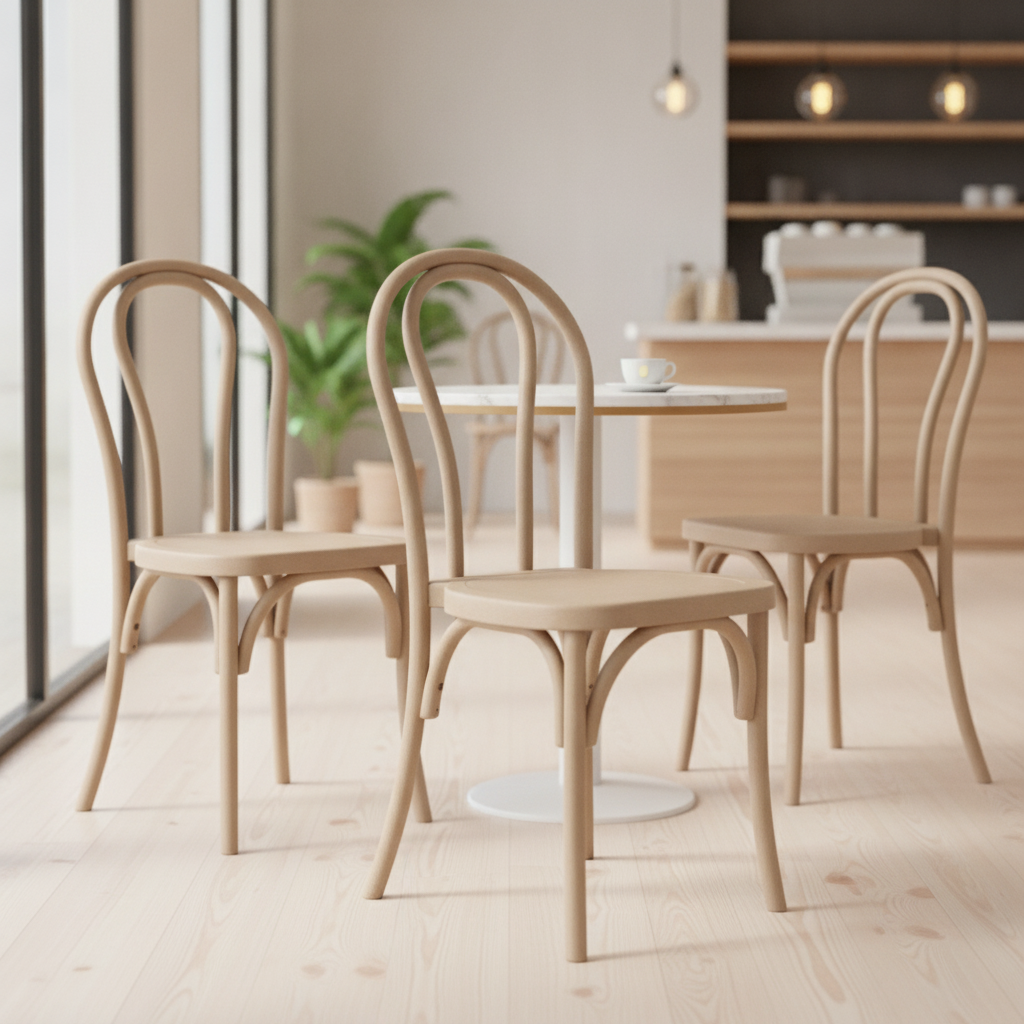 Polypropylene Brown Bentwood Style Chairs 911x420mm for Cafés & Bistros (Pack of 4)