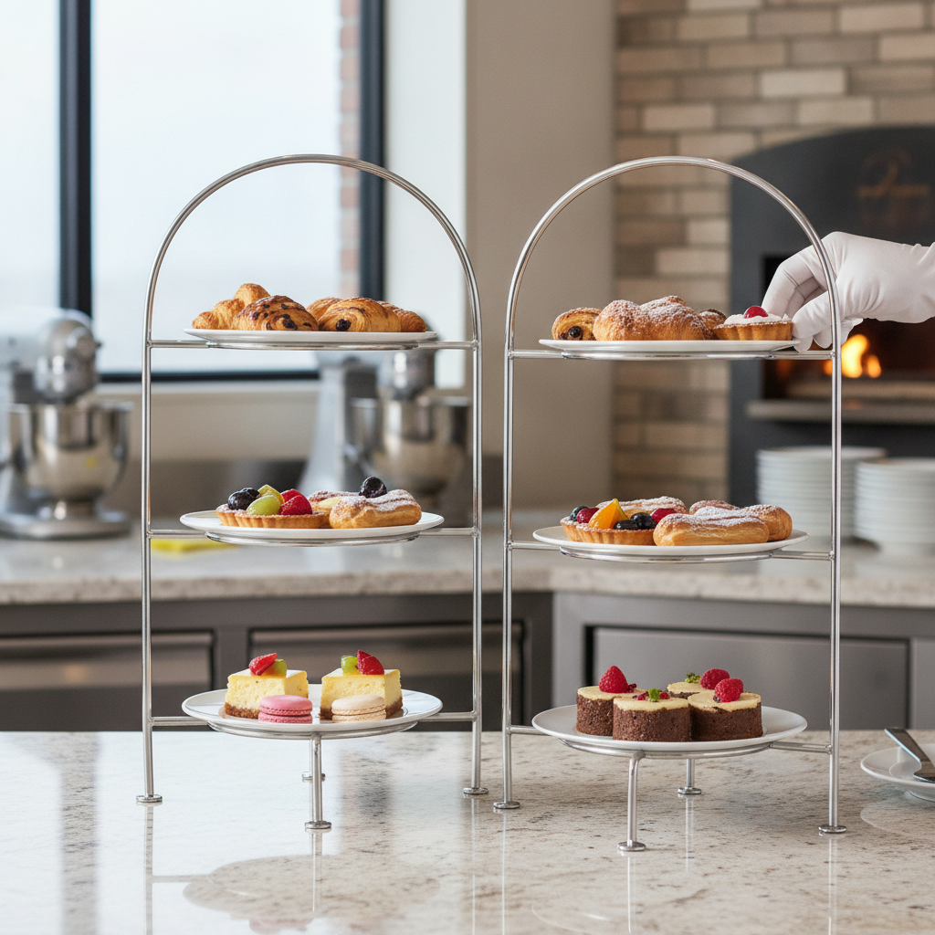 Stainless Steel 3-Tier Cake Stand for Showcasing Pastries (Pack of 2)