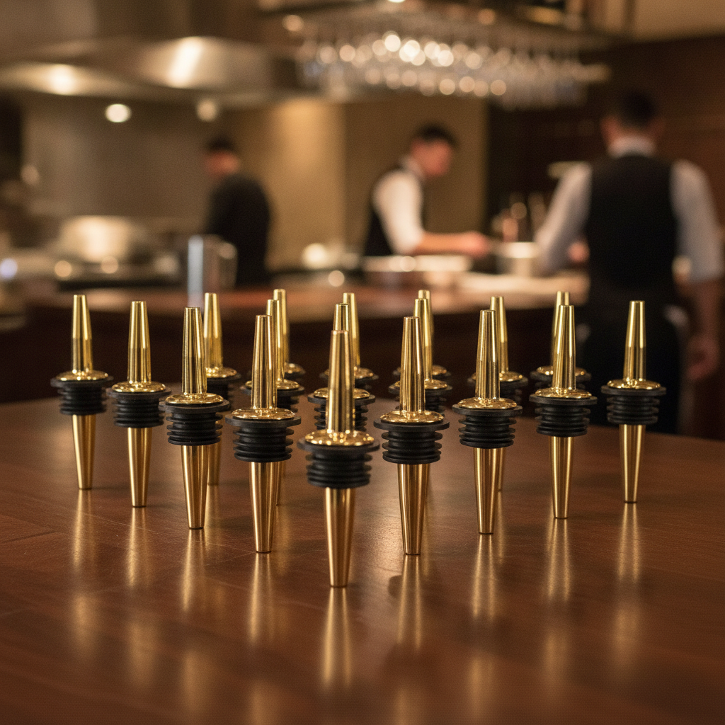 Gold Plated Stainless Steel Freeflow Pourer 112mm for Catering & Hospitality (Pack of 12)