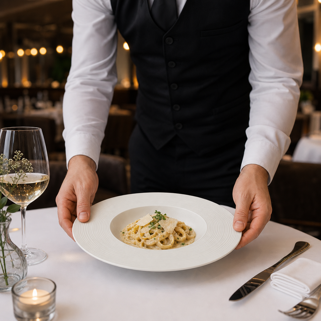 Rimmed Pasta Bowls Vitrified Porcelain for Upscale Dining (Pack of 12)