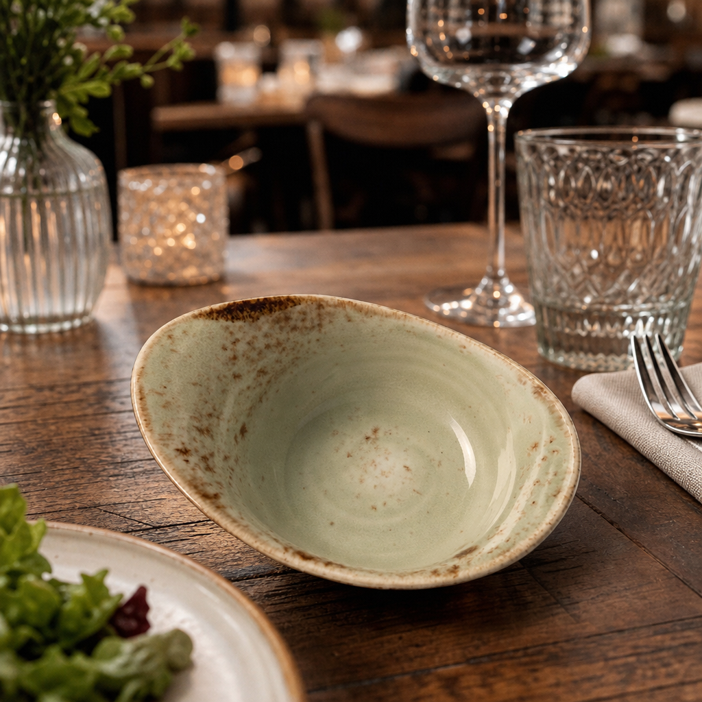 Craft Green Freestyle Bowls 130mm for Casual Cafés & Restaurants - Pack of 12