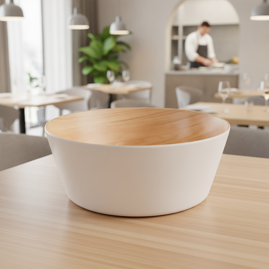 Melamine Wood-Effect Bowl 220mm for Serving Dishes