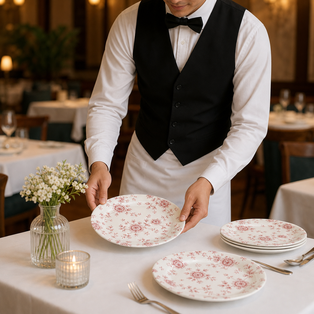 Rimmed Plates Design Vitrified Ceramic for Elegant Dining (Pack of 6)