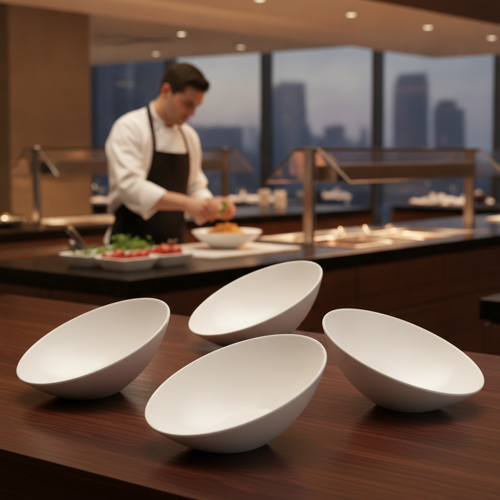 Melamine Tilted Buffet Bowls 1.3L for Catering & Hospitality (Pack of 4)