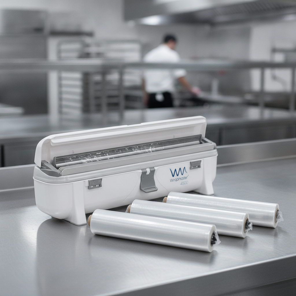 Hygienic Cling Film Dispenser with 3x 300m Refills for Catering