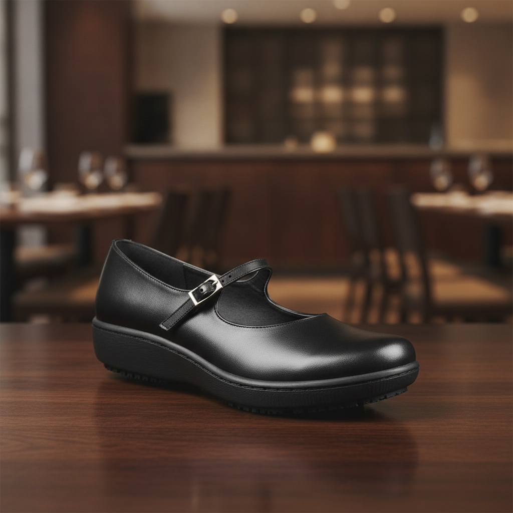 Leather Mary Jane Slip On Dress Shoes for Front of House Staff