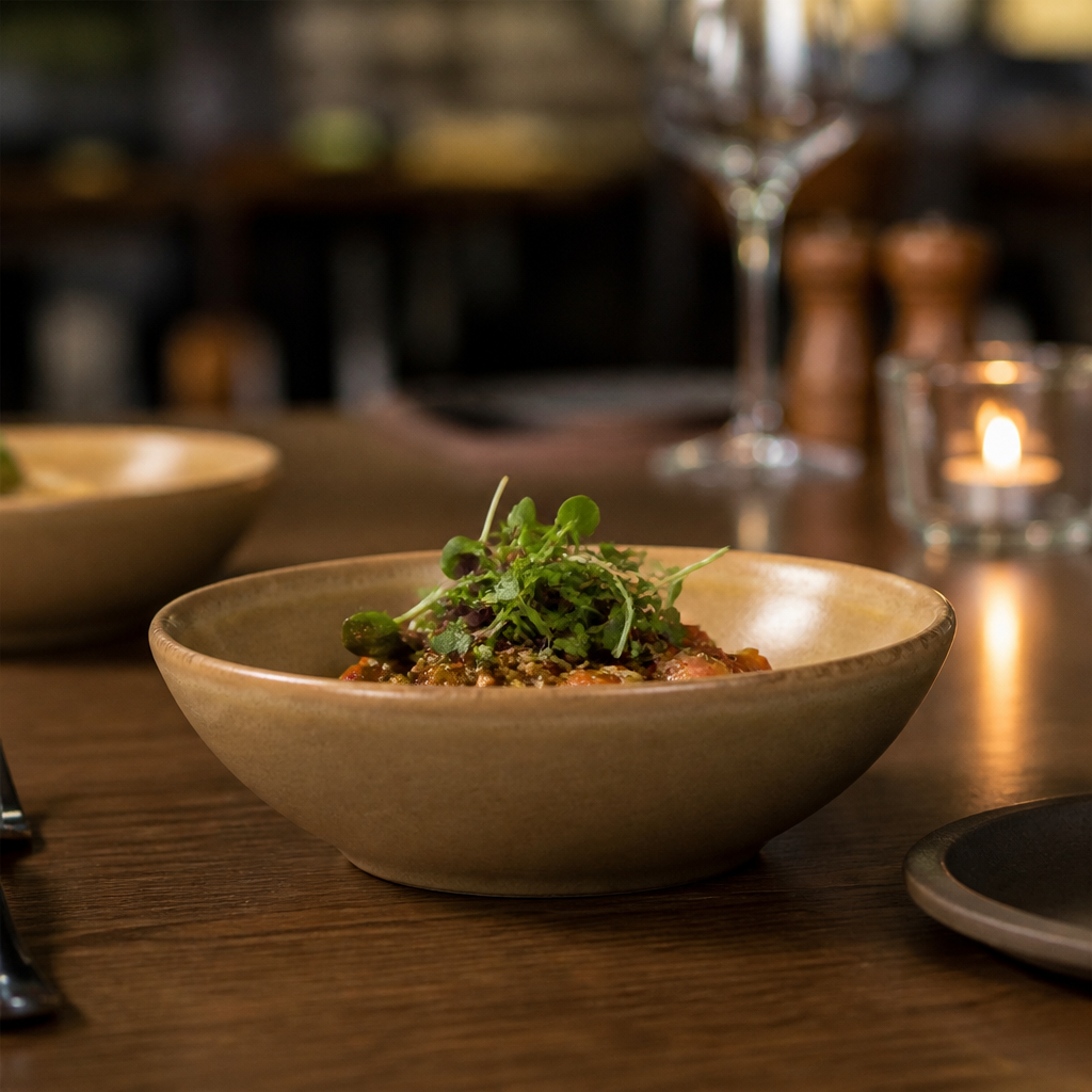 Nourish Sand Shallow Bowls 9oz for Modern Dining