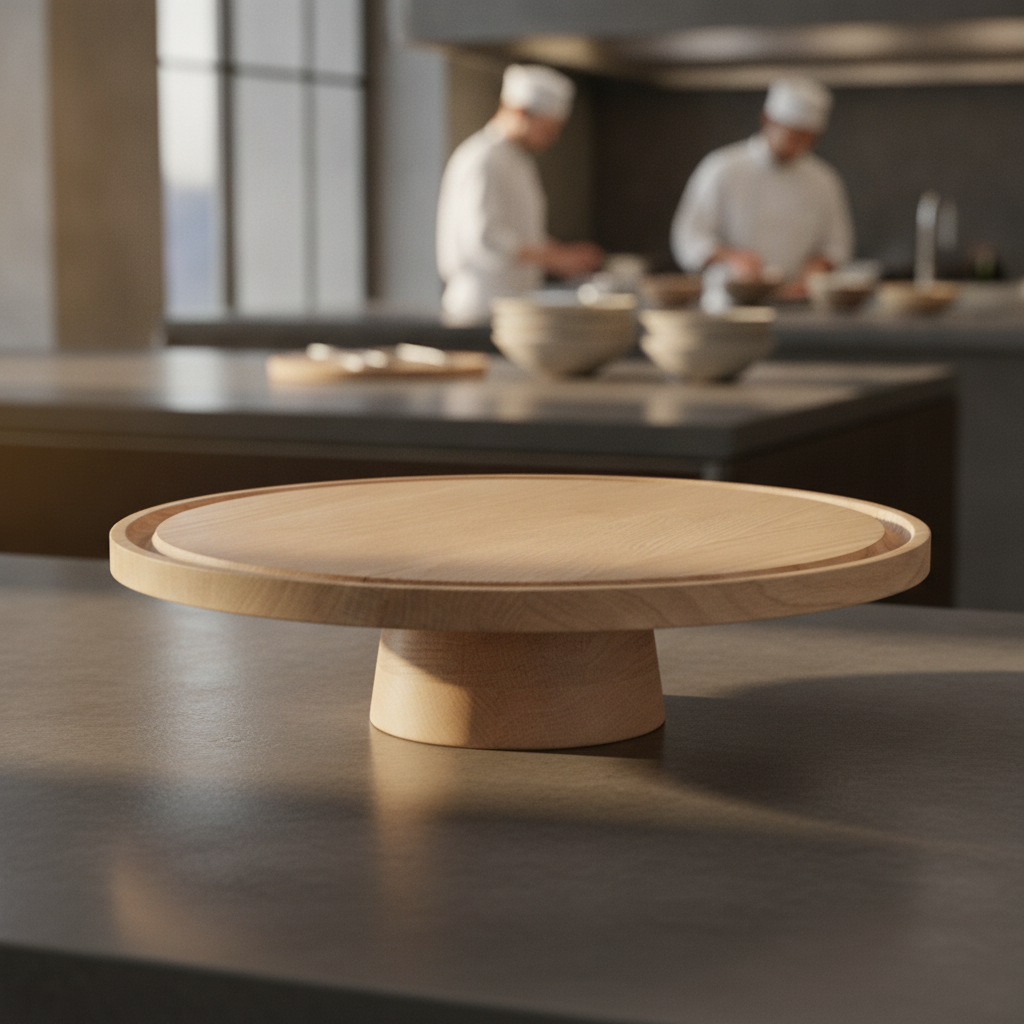 Oiled Oak Wooden Cake Stand 320mm for Buffets & Events