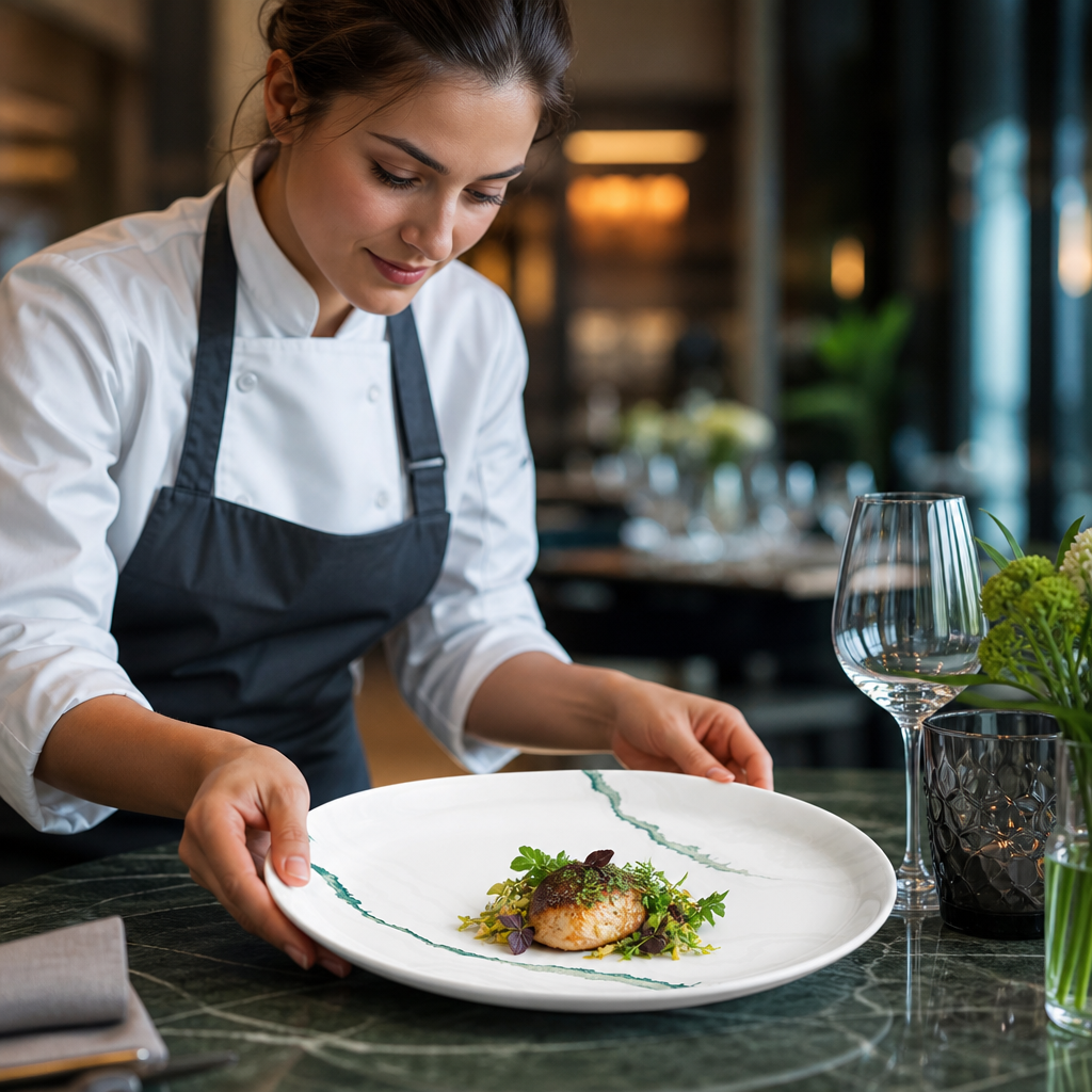 Walled Plates 260mm Green Vitrified Ceramic for Fine Dining (Pack of 6)