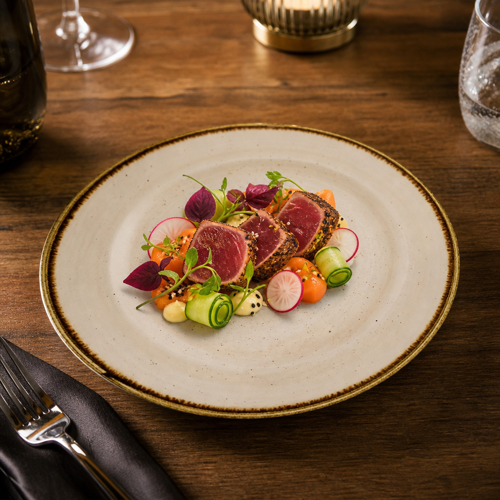 Rimmed Plates 170mm Cream Vitrified Ceramic for Vibrant Food Presentation (Pack of 12)