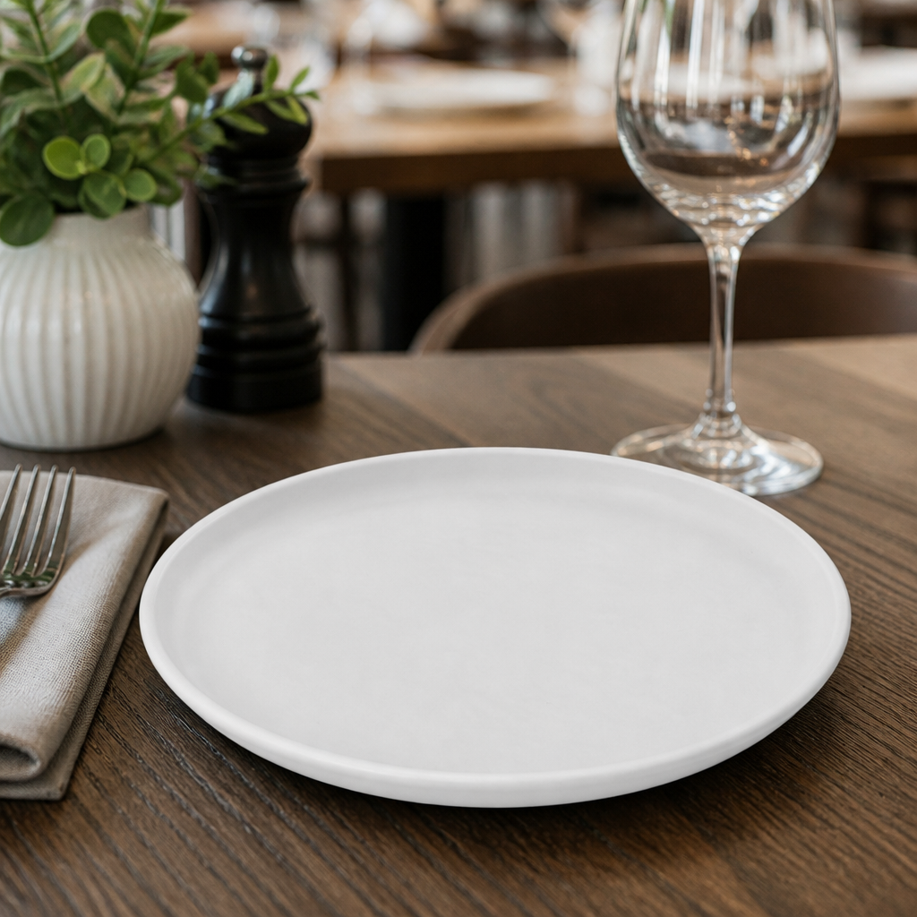 Round Plates 204mm White Melamine for Buffet Presentations (Pack of 12)