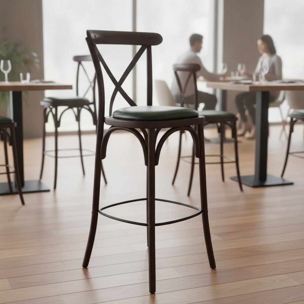 Rubber Wood Bar Chair with Padded Seat 1180mm for Stylish Seating