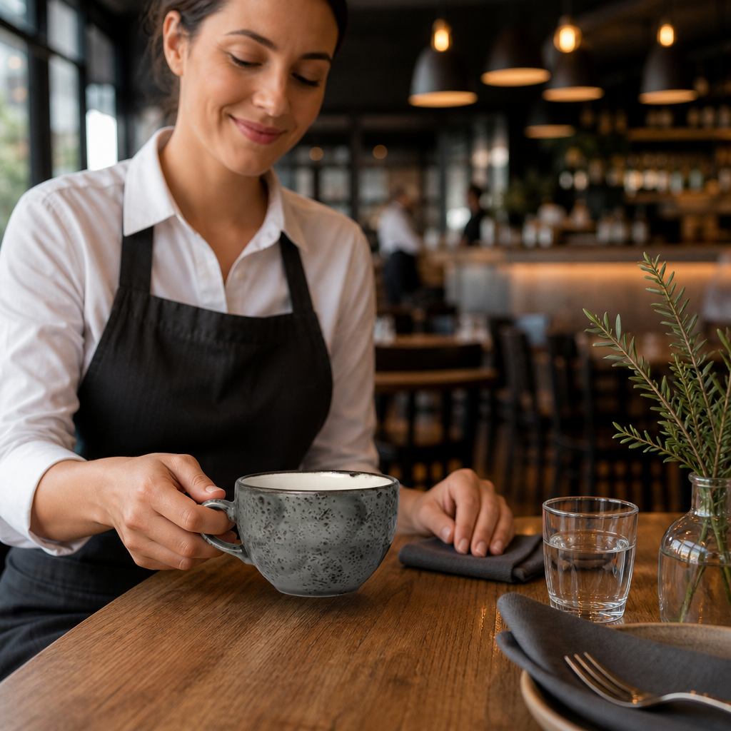 Cups 227ml Smoke Grey Porcelain for Restaurants & Cafés (Pack of 12)