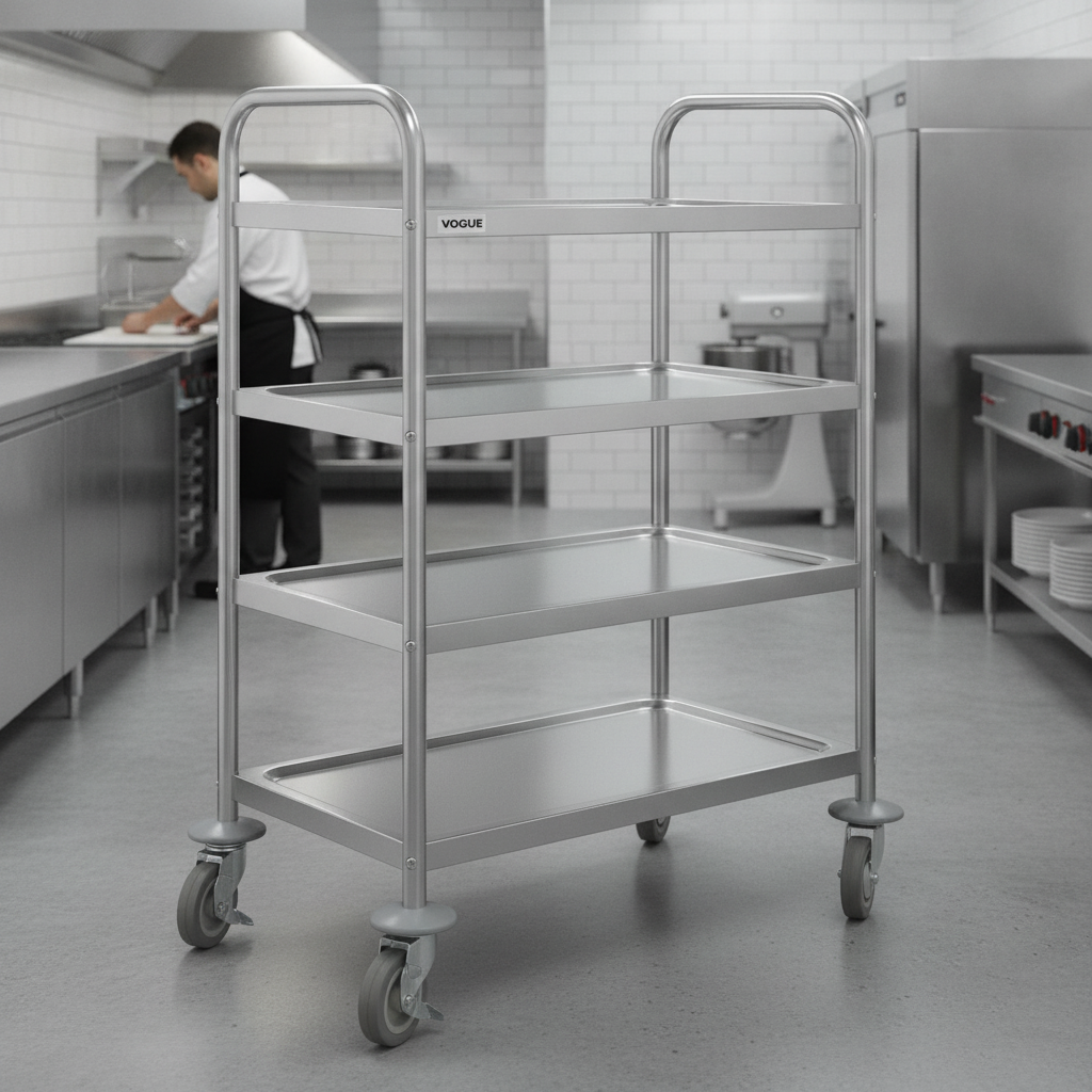 Stainless Steel Four Tier Trolley for Transporting Items