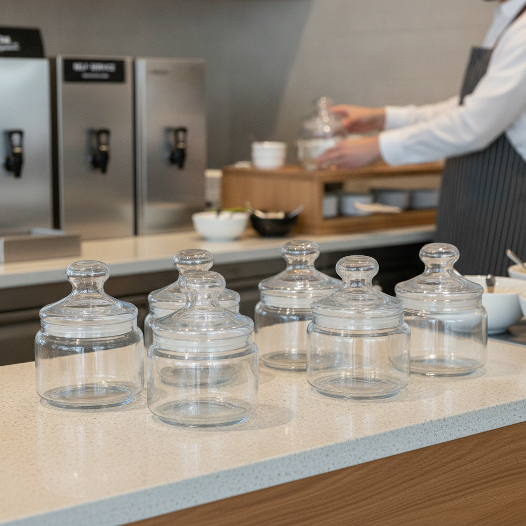 Soda Lime Clear Storage Jars 500ml for Self-Service Stations (Pack of 6)