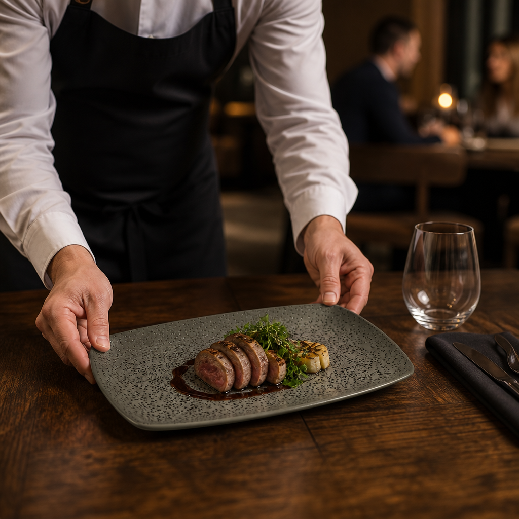 Rectangular Plates Flint 355mm Grey Porcelain for Stylish Dining (Pack of 6)
