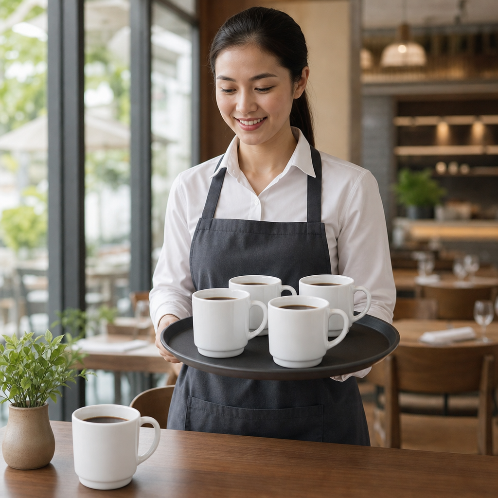 Stackable Mugs 290ml Glass for Coffee Shops (Pack of 36)