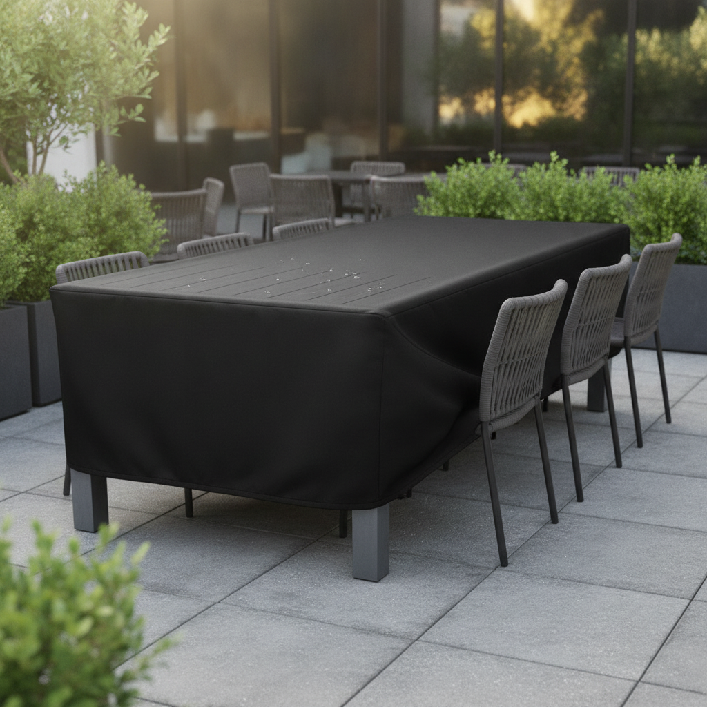 Heavy-Duty Polyester Rectangular Outdoor Table Cover 2000x1000mm for Patios & Restaurants
