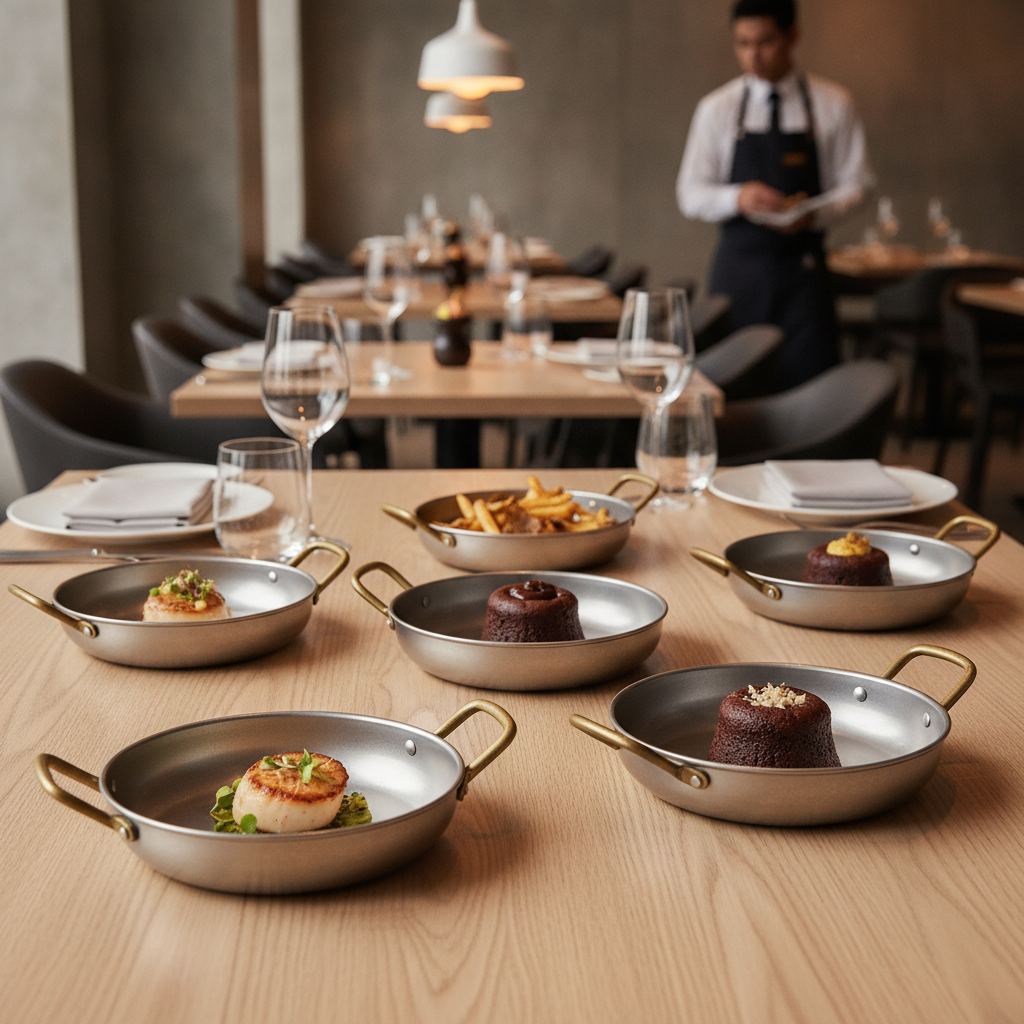 Stainless Steel Vintage Handled Dishes 195mm for Upscale Dining (Pack of 6)