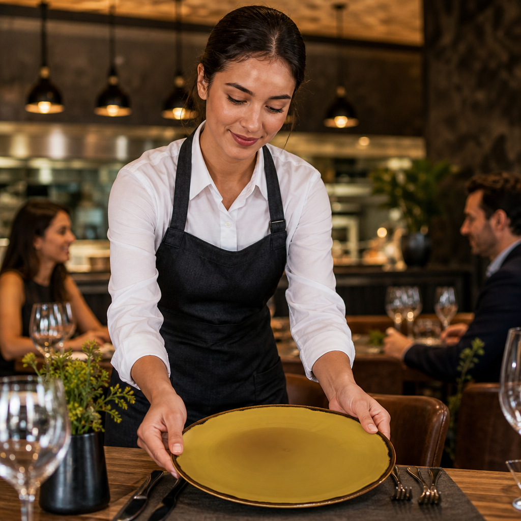Coupe Plates 324mm Mustard Vitrified Porcelain for Dining (Pack of 6)
