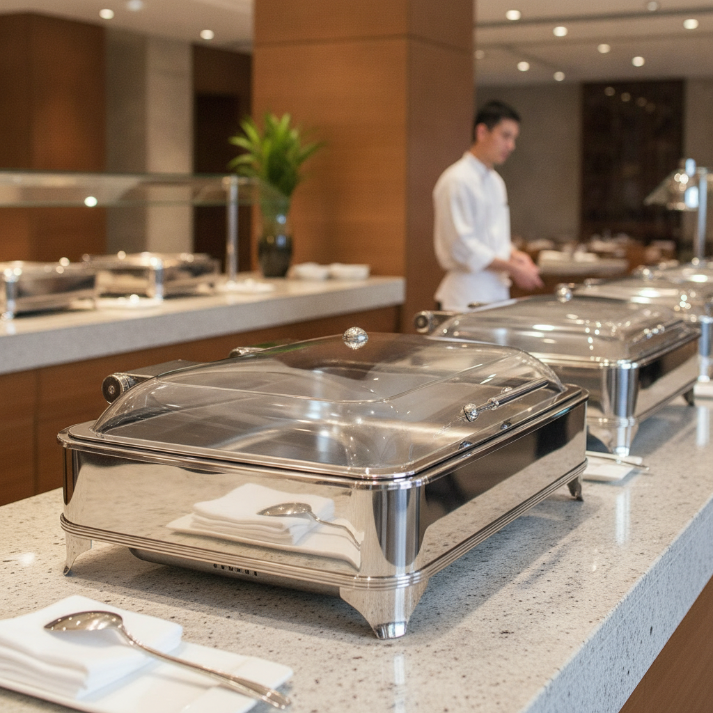 304 Stainless Steel Rectangular Electric Chafer 8L for Buffet Use