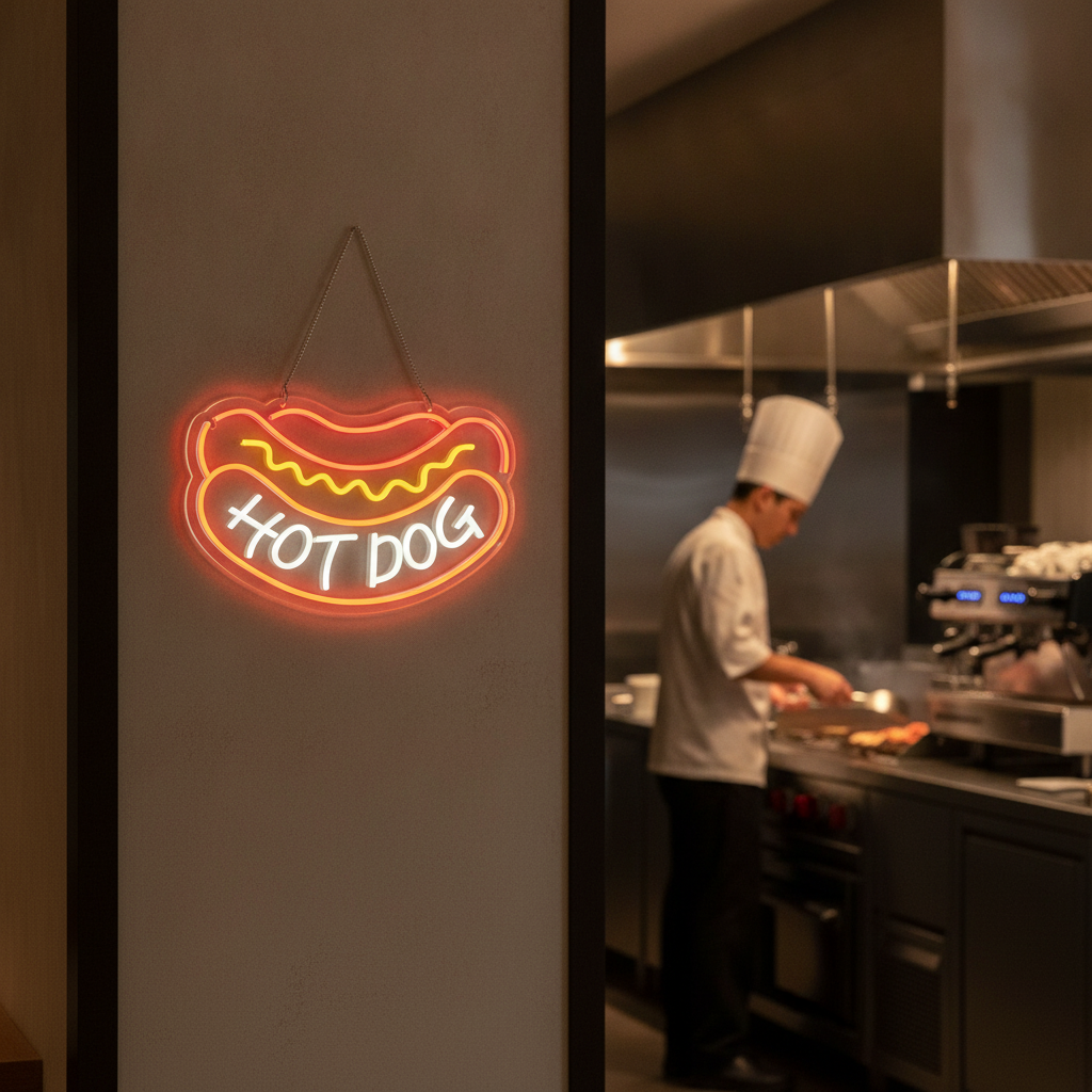 LED Hot Dog Neon-Style Sign for Restaurants & Cafés