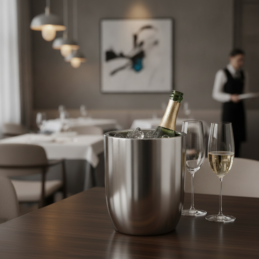 Stainless Steel Wine and Champagne Cooler 193mm for Entertaining
