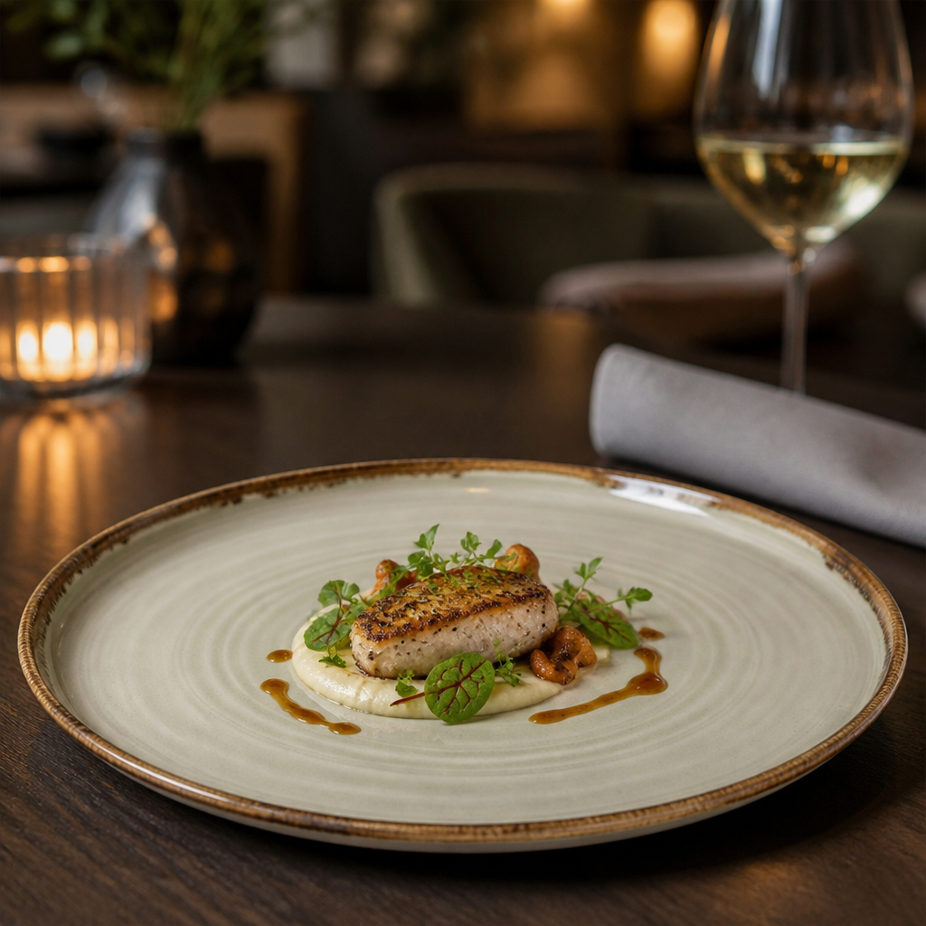 Hand-Finished Walled Plates Linen Porcelain for Modern Dining (Pack of 6)