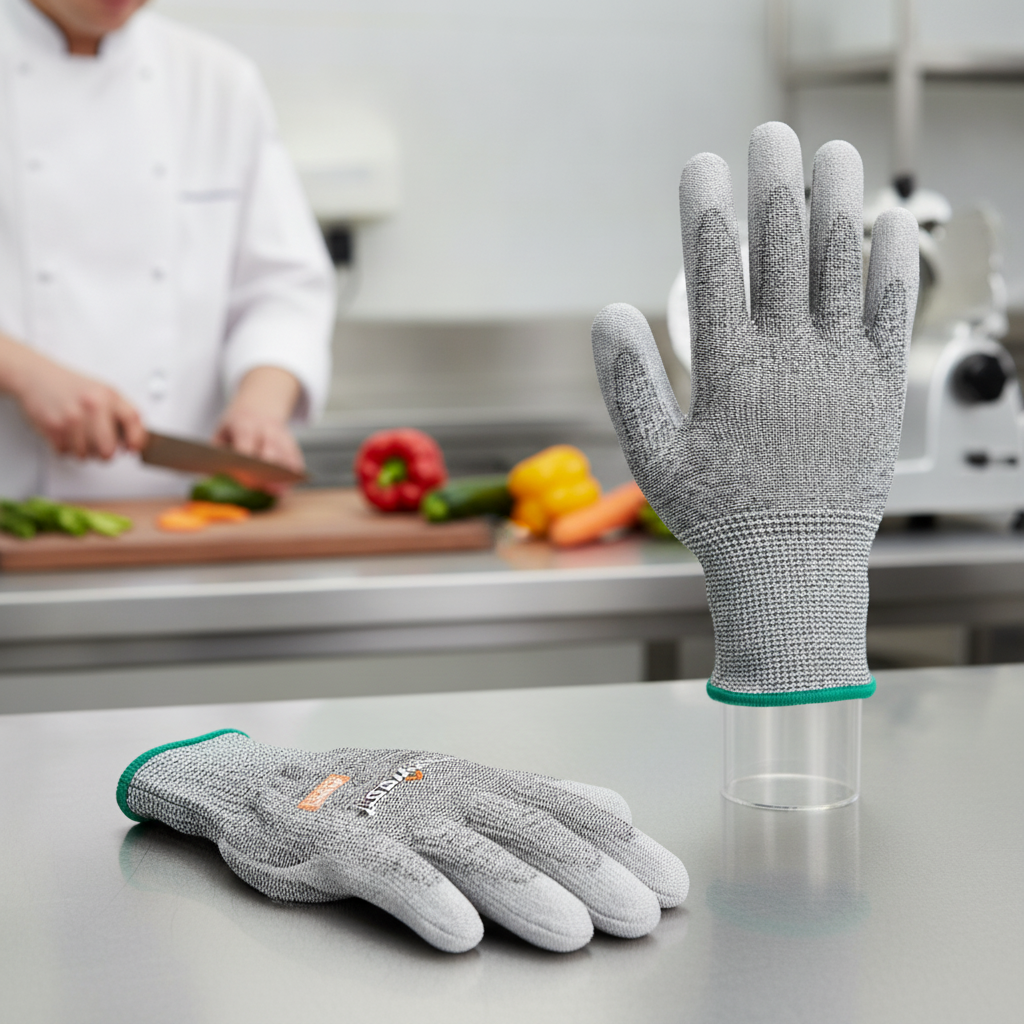 Polyester Blend Grey Cut Resistant Glove Size XL for Food Preparation