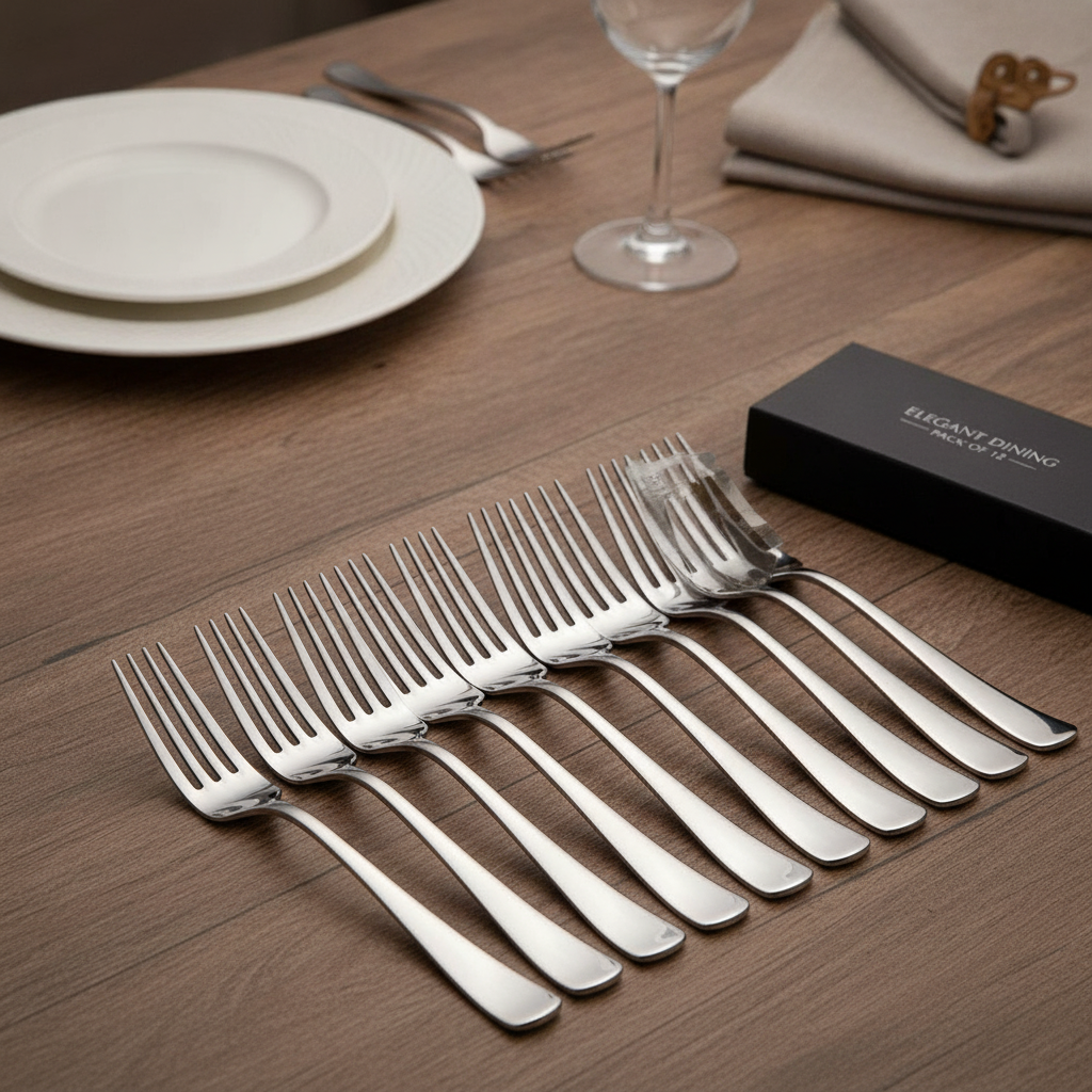 Stainless Steel Table Forks for Elegant Dining (Pack of 12)