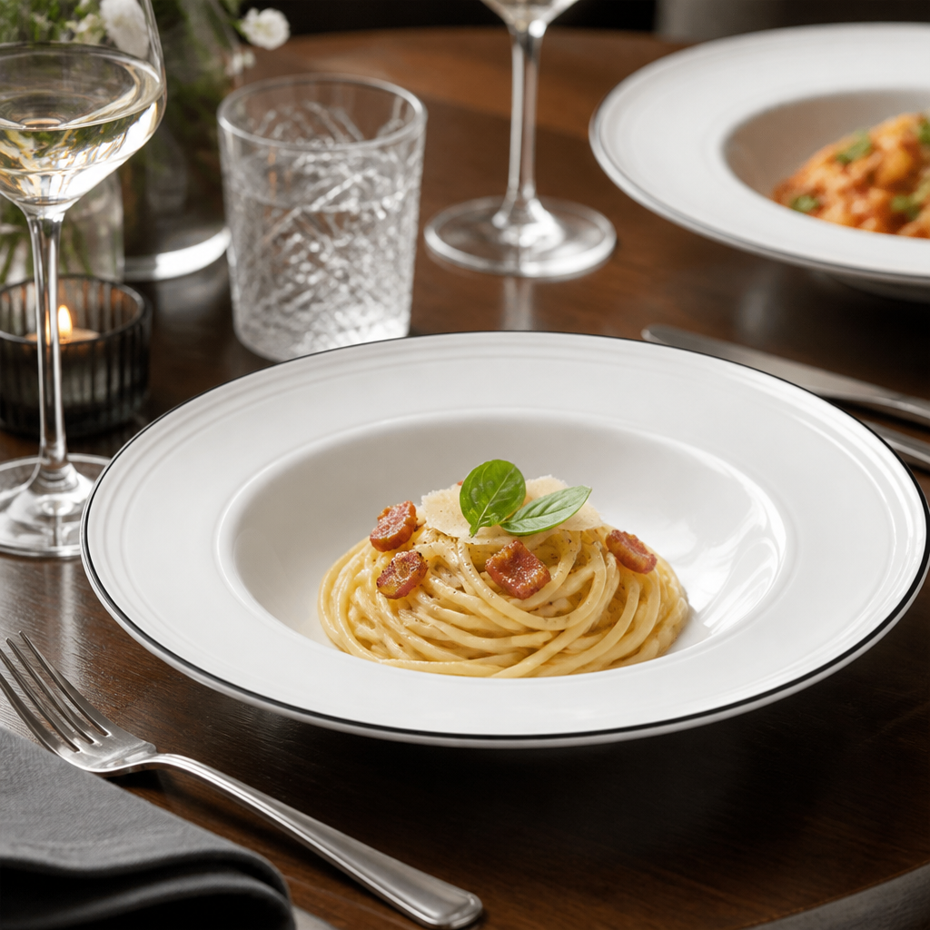 Bead Black Band Pasta Plates 240mm for Elegant Dining - Pack of 12