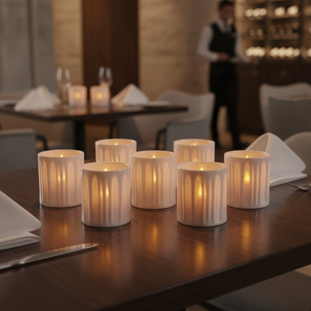 Porcelain Votive 73mm x 80mm for Restaurants & Events (Pack of 48)