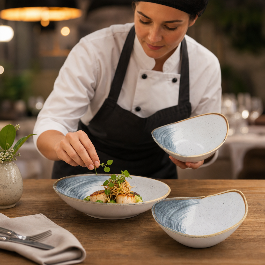 Stonecast Accents Lotus Bowls in Blueberry for Modern Dining
