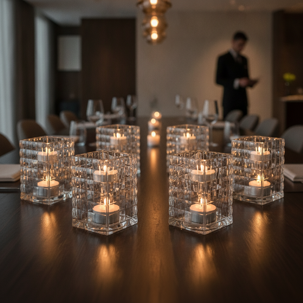 Clear Glass Optic Block Lamp 67mm x 95mm for Event Venues (Pack of 6)