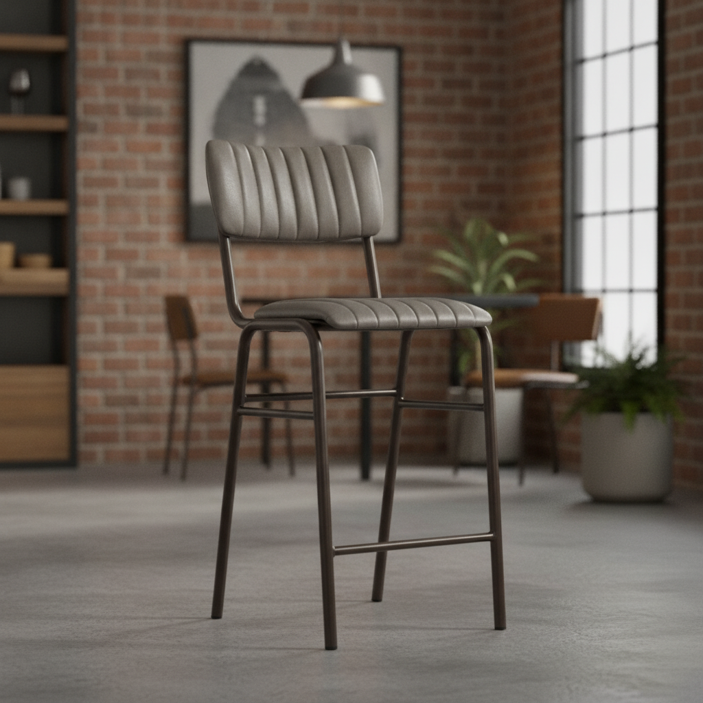 Metal Vintage Grey Stacking Bar Stools 1000mm for Cafés & Restaurants (Pack of 2)