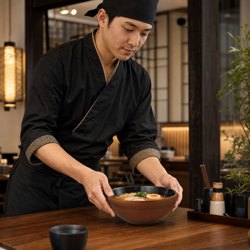 Brown Noodle Bowls Brown Vitrified Porcelain for Dining (Pack of 6)