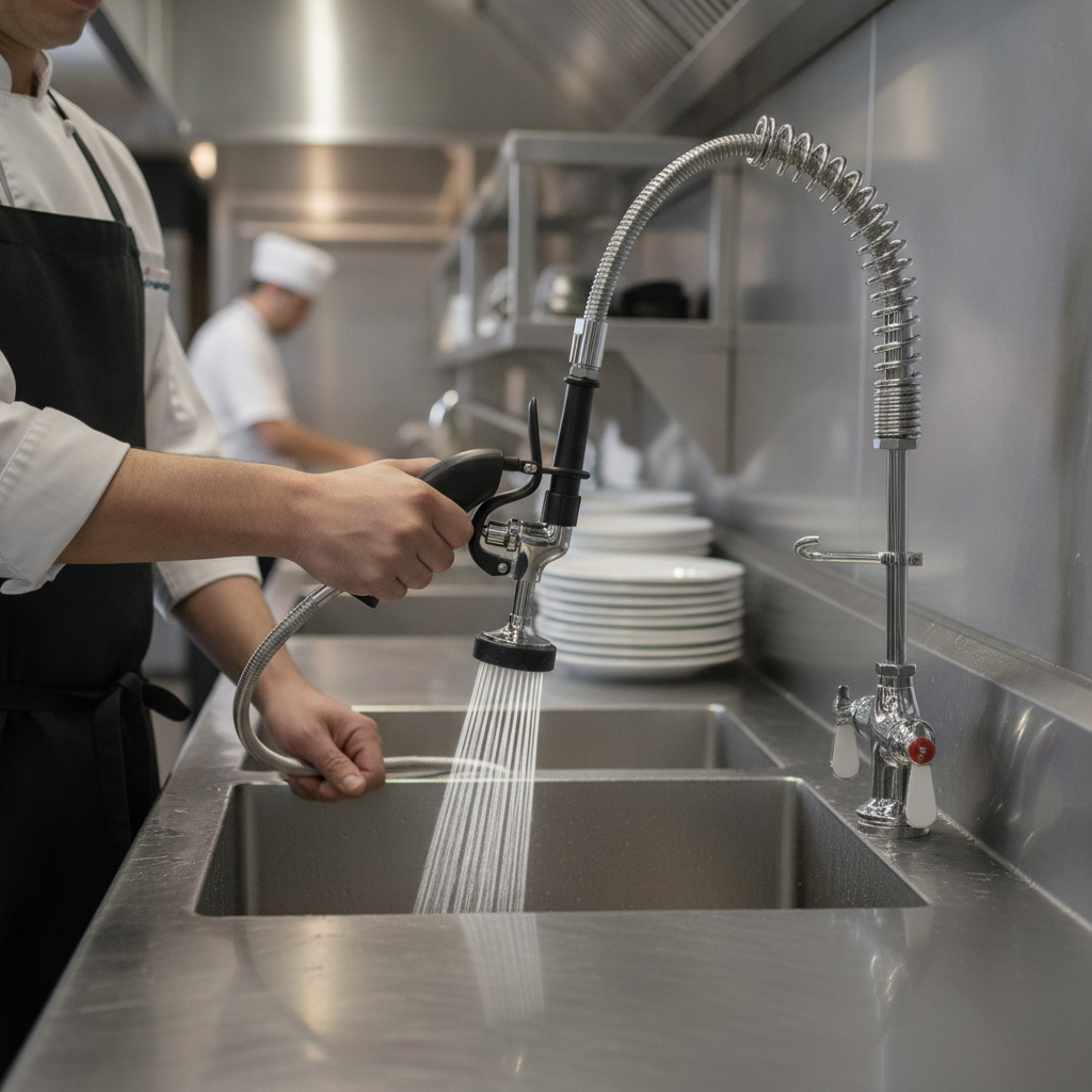 Stainless Steel Pre-Rinser with Flexible Hose for Efficient Cleaning