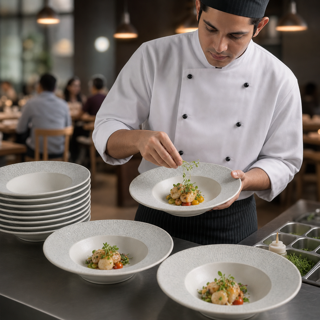 Wide Rim Bowls 240mm Vitrified Ceramic for Busy Kitchens (Pack of 12)