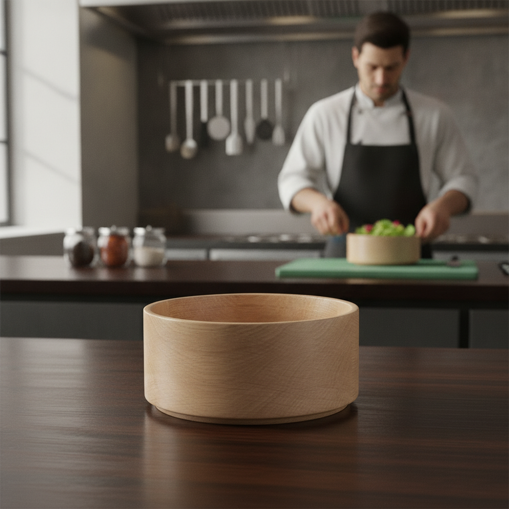 Lacquered Oak Wood Bowl 140mm for Catering & Hospitality