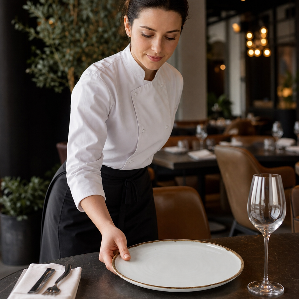 Walled Plates 260mm Natural Porcelain for Restaurants & Cafés (Pack of 6)