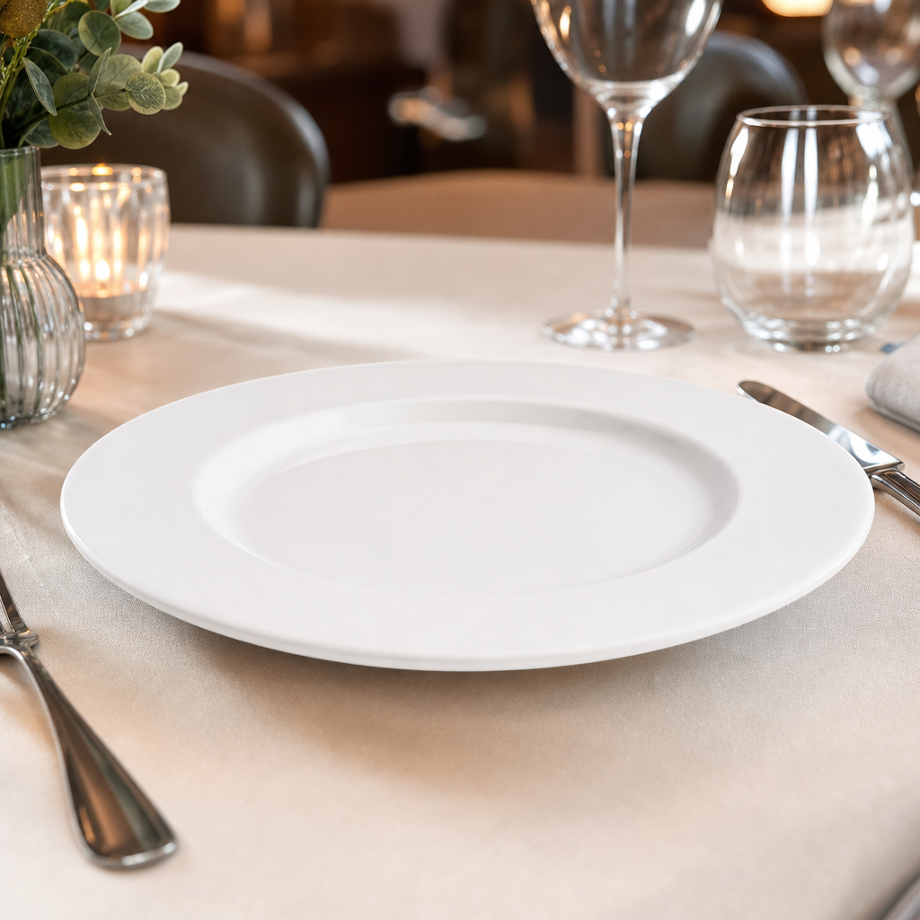 Classic Round Porcelain Plates 310mm for Catering Use (Pack of 12)